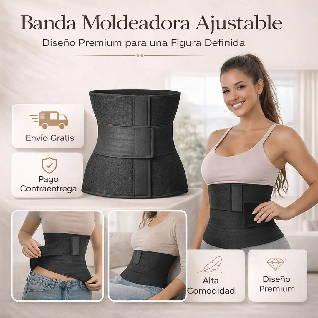 Adiós Rollitos, Hola Cintura™ 👗| Banda Ajustable Definición y Soporte Instantáneo.