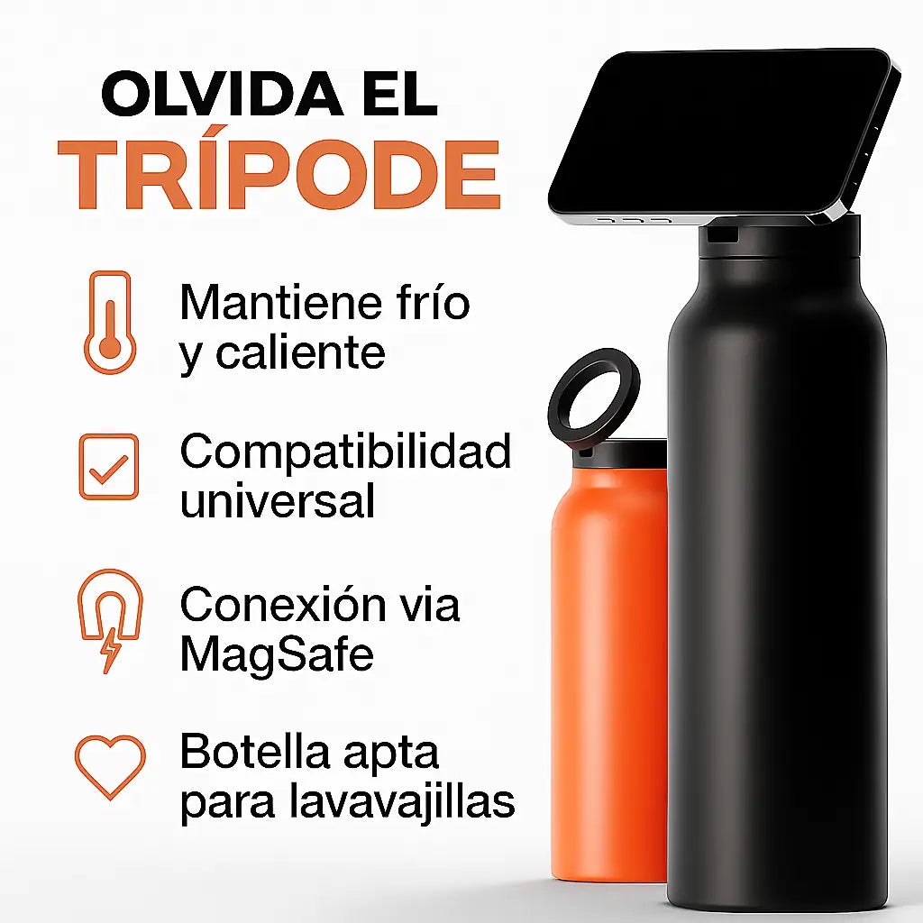 Apto para todos los celulares 💎 Hydrify™ • Botella térmica con soporte Selfie magnético 360° ⚡ Pide la tuya HOY con Envío GRATIS 🚚🔥