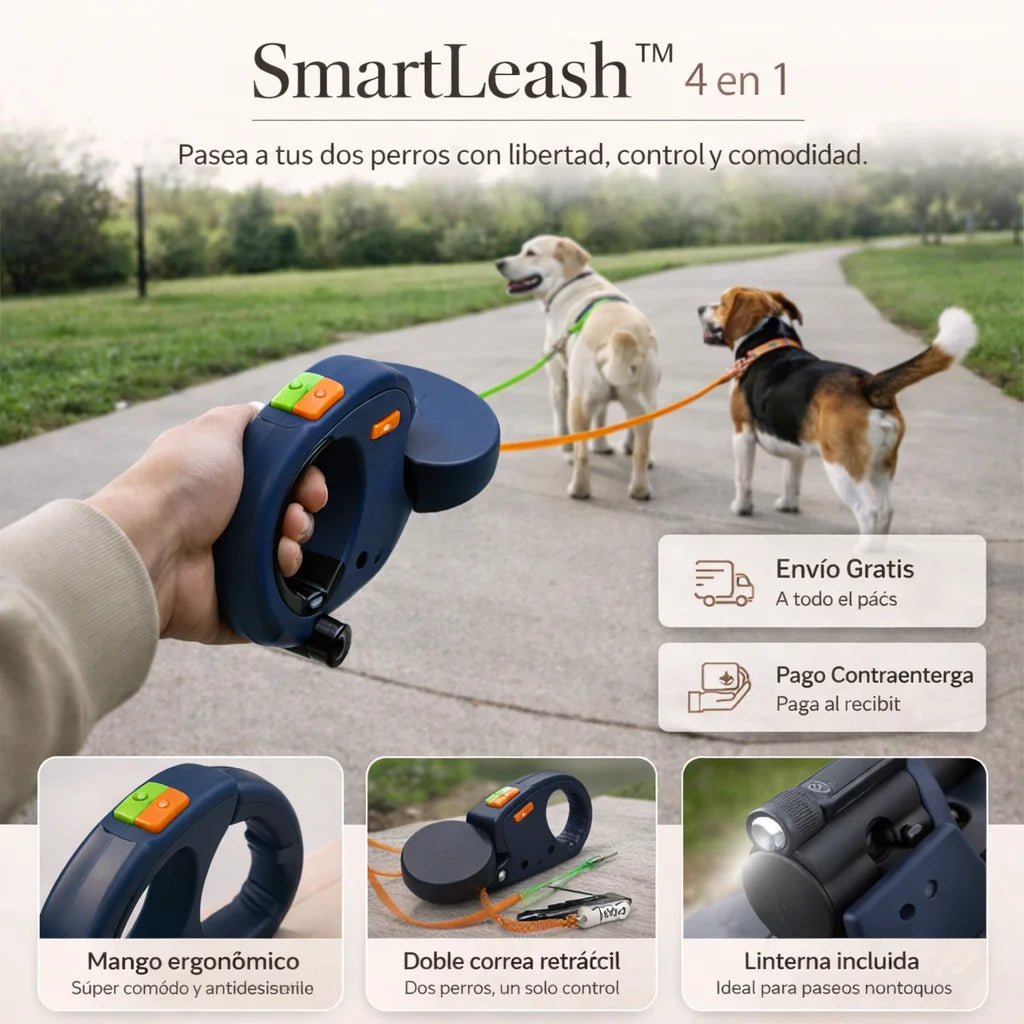 Pasea 2 perros sin enredos ni jalones SmartLesh™ 360