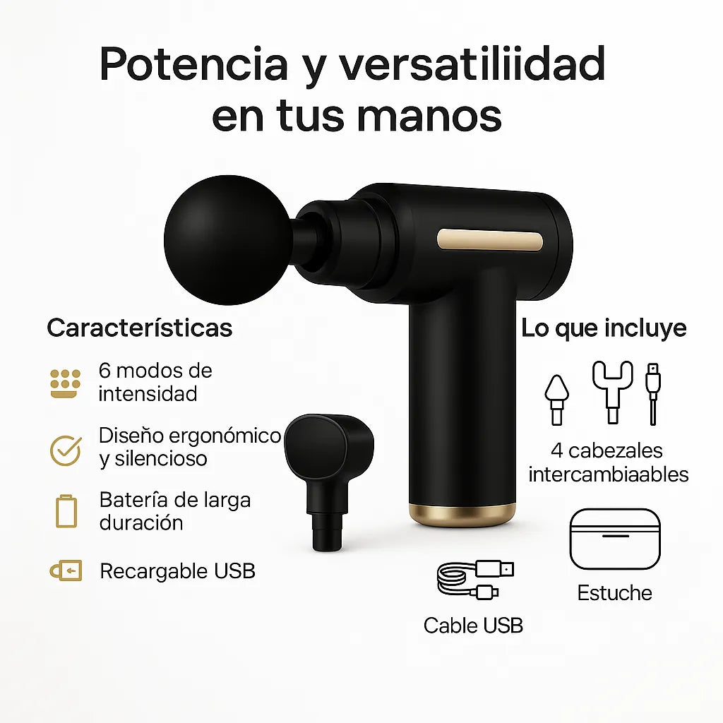 🚀 ¡Dile adiós al dolor muscular y al estrés con tu nueva Pistola Masajeadora 4 en 1!