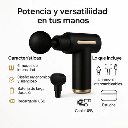 🚀 ¡Dile adiós al dolor muscular y al estrés con tu nueva Pistola Masajeadora 4 en 1!